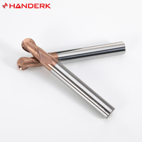 HANDERK HRC55 ensemble de fraises en bout à nez sphérique avec fraise en carbure monobloc revêtue de TiSIN à 2 cannelures pour machines-outils CNC