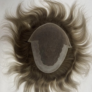 Prothèse capillaire en dentelle pour hommes, système de remplacement capillaire en cheveux naturels, avec dos et côtés en poly, couleur claire, vente en gros - Product Image 3