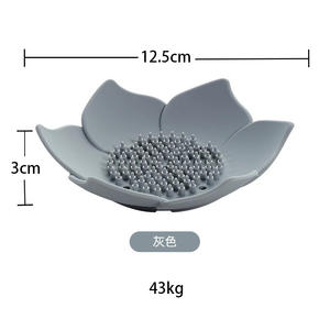 Jabonera de Silicona Celic Home con Forma de Flor, Autodrenante, en Color Blanco Lechoso, Gris, Azul y Rosa - Product Image 2