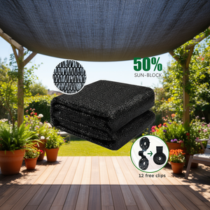 Malla de sombreo negra premium de 6 pies x 12 pies, tela tejida de HDPE, protección solar para jardín y uso en exteriores con 50% de eficiencia de bloqueo solar - Product Image 2