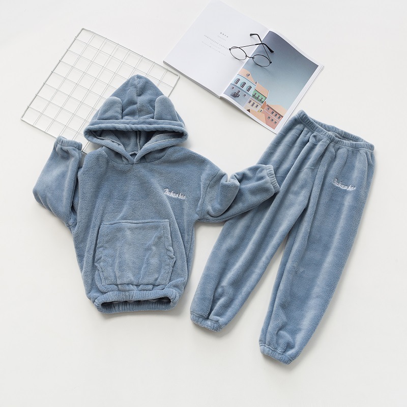 Оптовая продажа с фабрики, комплекты из 2 предметов, зимняя домашняя одежда для маленьких девочек, пижамы с длинным рукавом и круглым вырезом, ночная рубашка для мальчиков, пижамы, Детская одежда для сна