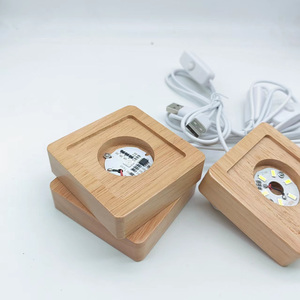 Vuông Led Cơ sở gỗ 8cm 10cm bên trong 52/62/82 Mét USB Cable Plug-in LED đêm đèn hiển thị đứng bằng gỗ cơ sở ánh sáng - Product Image 6