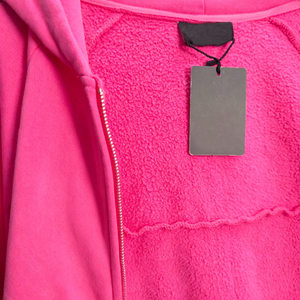Hoodie zippé rose graphique coupe boxy en molleton épais de coton, impression DTG, streetwear unisexe, fabricant de sweats imprimés - Product Image 4