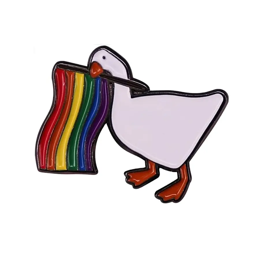 A buon mercato Stock LGBTQ Gay Pride Rainbow Flag Goose smalto Pin Badge gioielli per abiti, abiti, borse, zaini