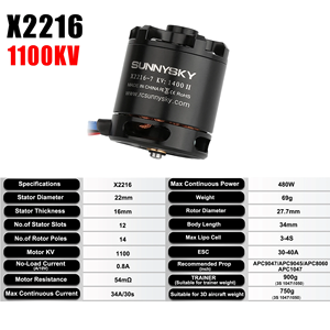 Motor sin Escobillas Original Sunnysky X2216 2216 880KV 1100KV 1250KV 1400KV 1800KV 2400KV II para Modelos RC, Aviones 3D - Product Image 6