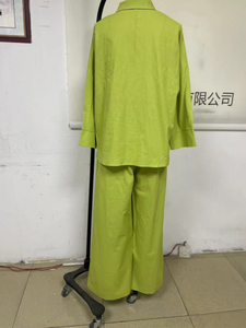 Bộ đồ nữ thời trang GX18120 xuân thu, <span class=keywords><strong>size</strong></span> lớn, phong cách đường phố, chất liệu vải lanh, áo dài tay và quần ống rộng, 2 món - Product Image 3