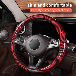 Funda para Volante de Coche Tipo Tarjeta Antideslizante, Funda para Volante de Cuero de Fibra de Carbono, Accesorios Interiores para Coche - Product Image 4
