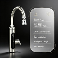 Robinet d'eau chaude instantanée électrique en acier inoxydable, commande tactile, col de cygne rotatif, chauffage rapide, affichage LED, pour camping-car, hôtel, voiture