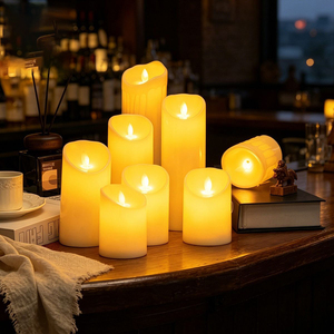 Bougie Pilier LED Sans <span class=keywords><strong>Flamme</strong></span> en Plastique, Écologique, Haute, Ivoire, à Mouvement Automatique 3D, Fonctionnant sur Piles, pour Décoration Intérieure de <span class=keywords><strong>Noël</strong></span> - Product Image 1
