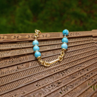 Bracelet à maillons classique bohème avec perles, plaqué or 24 carats, bijoux de créateur d'inspiration luxueuse, accessoires cadeaux unisexes dorés