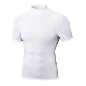 नियमित रूप से फिट त्वरित सुखाने वाली एंटी-पिलिंग पुरुषों के टर्टलनेक ग्रीष्मकालीन इलास्टिक स्पैन्डेक्स/पॉलिएस्टर 180 जी स्पोर्ट्स संपीड़न टी शर्ट - Product Image 4