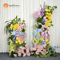Ensemble de piliers de fleurs artificielles à double hauteur pour douche nuptiale, fête d'anniversaire, toile de fond photo, décoration florale