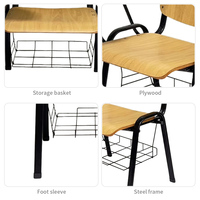 Chaise d'étude en bois pour salle de classe, bibliothèque, chaise d'étudiant avec tablette d'écriture