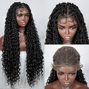 Perruque en dentelle tressée Boho Rive Locs perruque de cheveux au crochet perruque complète en dentelle synthétique frontale avec cheveux naturels de bébé Vente en gros - Product Image 2