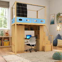 Großhandel Maßgefertigtes Metall-Hochbett für Kinder mit Treppe, Integriertem Schreibtisch & Kleiderschrank, Vollständige Kombination Hochbett mit Stauraum