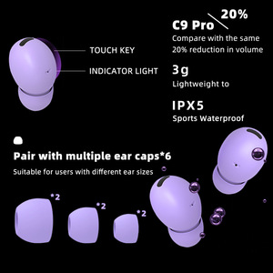 หูฟังบลูทูธสำหรับเล่นเกมส์แบบกันน้ำราคาประหยัด รุ่น TYPE-C <span class=keywords><strong>C9pro</strong></span> พร้อมระบบควบคุมด้วยเสียง ขายส่ง - Product Image 3