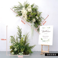 Décoration de mariage en soie verte, allée extérieure en herbe, arrangement de fleurs blanches pour table, chemin de table fleuri, ornements faits à la main