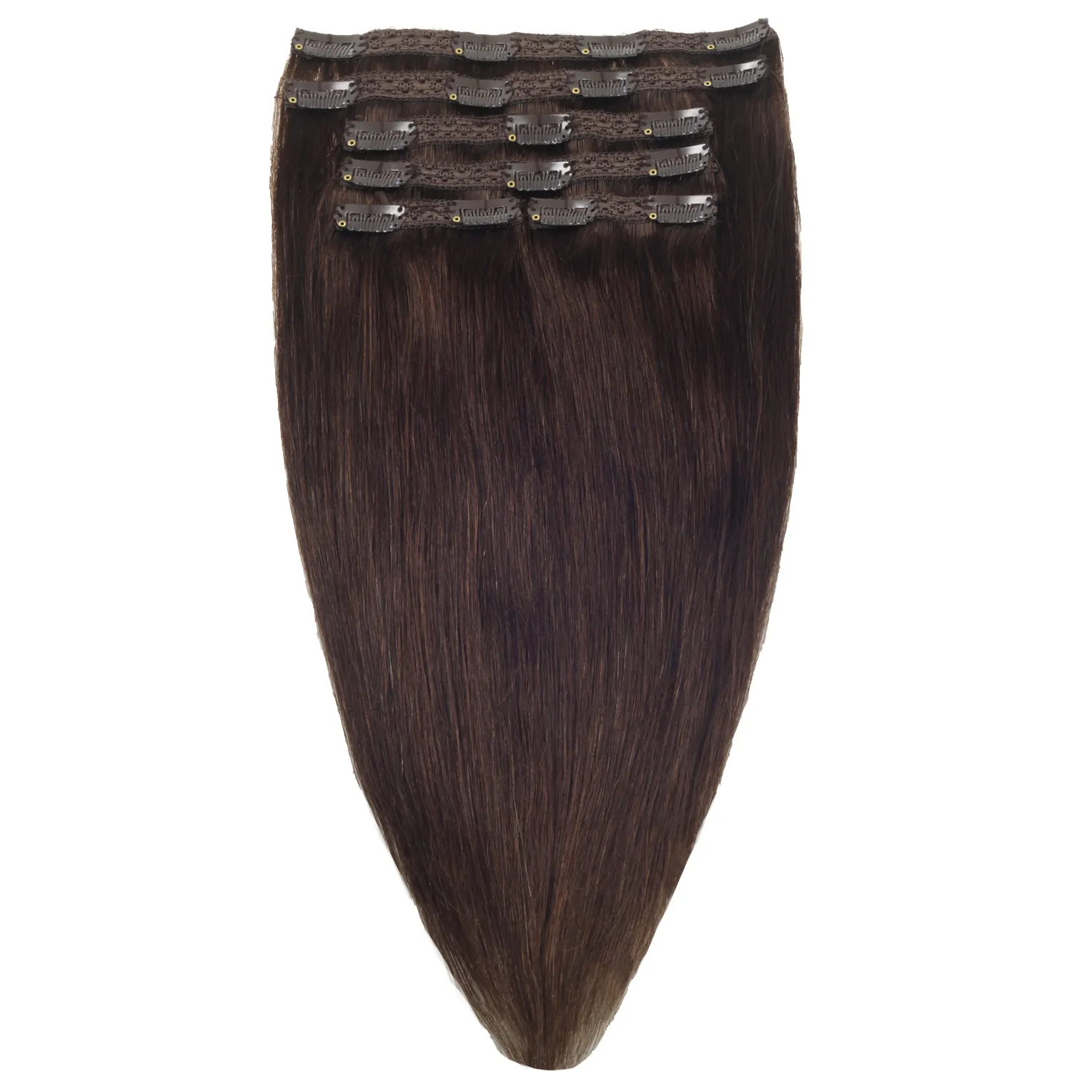 High quality brown color remy natural human clip in hair extensions with large stock and best after service