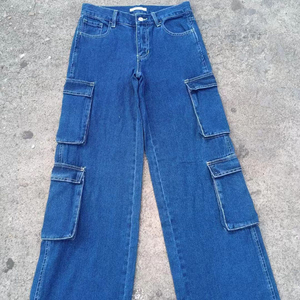 El Comercio exterior es un <span class=keywords><strong>tiro</strong></span> real Pantalones vaqueros para mujer Versión coreana Pantalones de fregona de pierna ancha de cintura alta Puesto de mujer Fábrica de transmisión en vivo Wh - Product Image 3