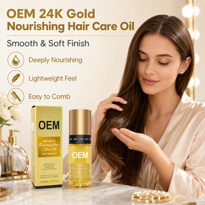 น้ำมันบำรุงเส้นผมสูตรเข้มข้นผสมทองคำ OEM Luxury Gold Infused Hair Care Oil Argan Oil Serum สำหรับผมแห้งเสียชี้ฟู ป้องกันความร้อน เพิ่มความเงางาม - Product Image 1