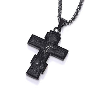 Collar de Cruz de <span class=keywords><strong>Jesús</strong></span> de Acero Inoxidable para Hombre, Cadena Figaro Inspirada en la Biblia Sagrada Ortodoxa Rusa - Product Image 4