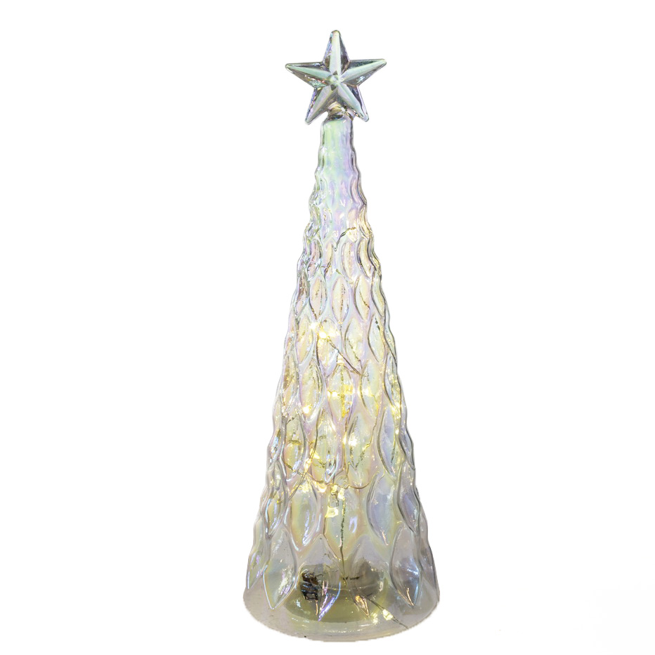 Новорожденный стеклянный Декор dia9 * 28,5 см стеклянная конусная башня с верхней звездой