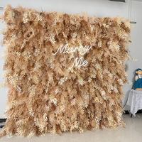 Bunga Emas pampas dekorasi dinding pernikahan bunga sutra 3d jenis bunga buatan untuk desain terbaru latar belakang