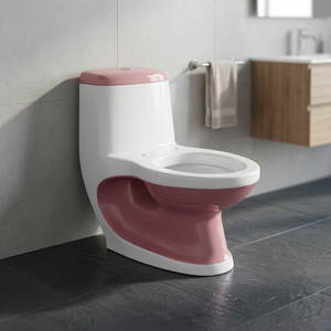 WC monobloc en céramique de designer chinois, à siphon, coloré, avec bordure dorée, à poser au sol, toilette moderne - Product Image 6
