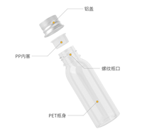 Bouteille en plastique PET de 30 ml pour voyage, avec bouchon en aluminium, épaule ronde, impression de logo personnalisé, pour lotion, maquillage, eau