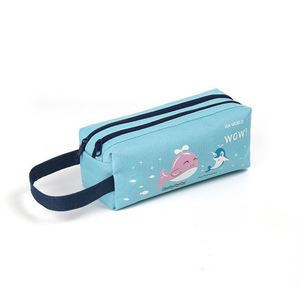 Trousse à crayons en toile grande capacité, mignonne, avec double fermeture éclair et poignée, fournitures scolaires, papeterie étudiante, imprimée UV, 20x7.5x7.5cm - Product Image 1