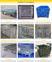 Cage en treillis métallique pliable et empilable en acier galvanisé pour entrepôt