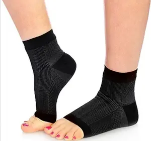 Chaussette de Compression à manches de pied, Support de cheville, chaussettes de protection de sport, couvertures extensibles en Nylon, Fitness entorse, chaussette à bout demi ouvert en cuivre