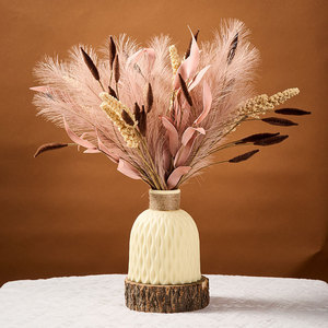 G216 Grani di Seta Essiccati Naturali e Steli di Sorgo con Spighe Rosse Intense - Decorazioni per Matrimoni e Casa in Stile Pastorale - Product Image 1