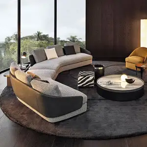 U L造型现代客厅布艺7座意大利分段沙发套装家具设计