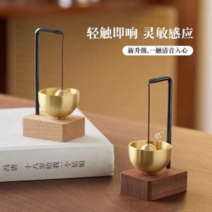 Timbre Magnético de Cobre Estilo Japonés con Base de Madera Natural, Fácil Instalación, Abridor de Puerta para el Hogar, Recordatorio para Invitados - Product Image 3