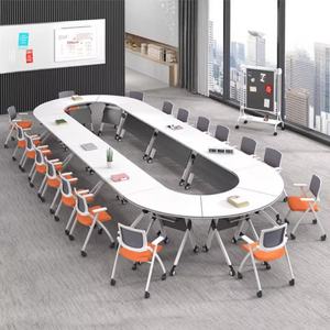 Tavolo da conferenza pieghevole con ruote mobile ufficio scrivania pieghevole sala riunioni tavolo per la scuola di uso seminario - Product Image 1