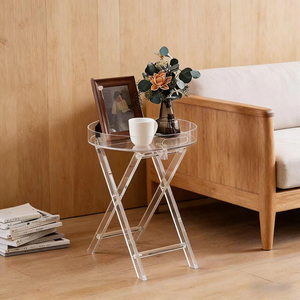 <strong>High</strong> Transparent Acrylic Coffee <strong>Table</strong> Round Desktop Living Room Sofa <strong>Side</strong> <strong>Table</strong> Balcony Small Coffee <strong>Table</strong> - Product Image 5