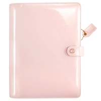 Portefeuille de papeterie A6 de taille moyenne, classeur à fermeture éclair avec pochette, couverture en cuir, pour agenda à feuilles mobiles triple pliage, imprimé, économique