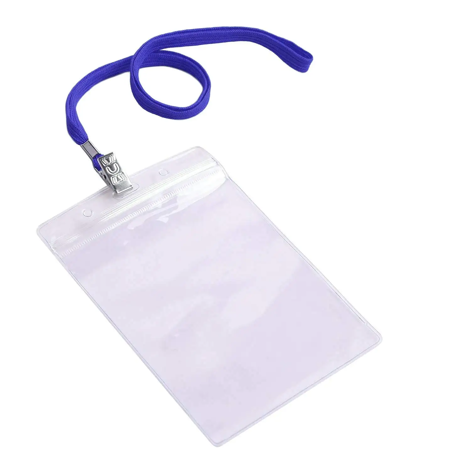 Custom soft plastic id working name badge PVC card holder with neck strap polyester lanyard poster card holder