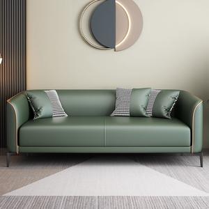 Sofá Moderno de Cuero Verde de Tres Plazas con Relleno de Espuma Resistente, Muebles para Sala de Estar - Product Image 1