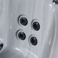 Bain à remous carré autoportant DEWO, jacuzzi 5 places avec 63 jets de massage et purification à l'ozone pour le bien-être en extérieur
