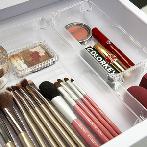 Set moderno da 25 pezzi scatola di immagazzinaggio trasparente per PC organizzatore di cassetti da <span class=keywords><strong>scrivania</strong></span> gioielli per il trucco del bagno per la cucina Gadget di stoccaggio - Product Image 6