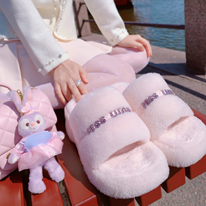 Chaussons d'intérieur en fourrure moelleuse à bout ouvert en véritable <span class=keywords><strong>peau</strong></span> de <span class=keywords><strong>mouton</strong></span>, <span class=keywords><strong>pantoufles</strong></span> de luxe en fourrure pour femmes - Product Image 4