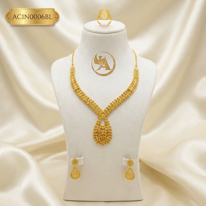 New Designer 24K Gold Plated Flower Shape <b>Charm</b> Necklace Set with Box Chain for Women's Nigerian Fashion Necklace - Product Image 1