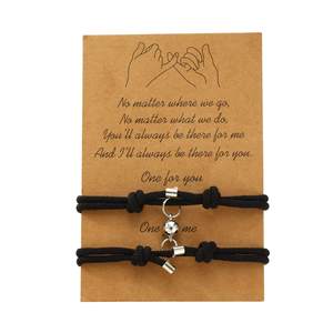 Novel Set gelang pasangan <span class=keywords><strong>Magnet</strong></span> terhubung sentuh, perhiasan gelang pasangan hati hitam dan merah untuk pasangan - Product Image 6