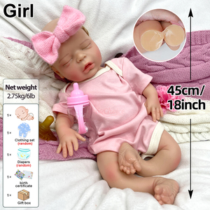 Muñecas Bebé <span class=keywords><strong>Reborn</strong></span> Realistas de 18 Pulgadas, de Silicona, Cuerpo Completo, <span class=keywords><strong>Ojos</strong></span> <span class=keywords><strong>Cerrados</strong></span>, Muñecas Bebé Recién Nacidas Hechas a Mano con Boca Abierta - Product Image 3