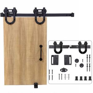 WEKIS - Herrajes Modernos para Puertas Corredizas de Estilo Americano, en Forma de Herradura Negra, Rodillo para Puerta Corrediza, Accesorios para Puertas Corredizas en Forma de U - Product Image 1