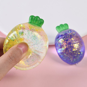 High Quality TPR Glitter Maltose Glitter Carrot Shape Hand Exercise Squeeze Stress Relieve <b>Squishy</b> Toys for Kids and Adults - Product Image 2