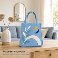 Sac fourre-tout en feutre avec appliques soleil, lune et feuille, réutilisable, pour mariage, baby shower, anniversaire, emballage cadeau