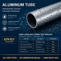 Tube en aluminium testé par pulvérisation salée pendant 2000 heures |   ASTM B117 |   PVDF anti-corrosion |   Réponse rapide en 1h |   Assistance offshore